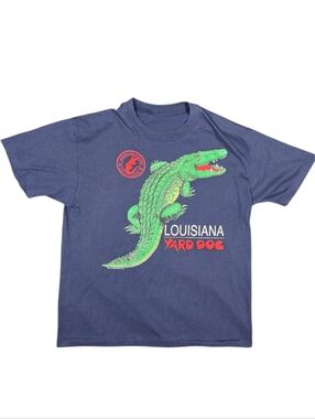 Vintage Alligator T-Shirt Louisiana Yard Dog Adult Large Blue Nature Streetwear